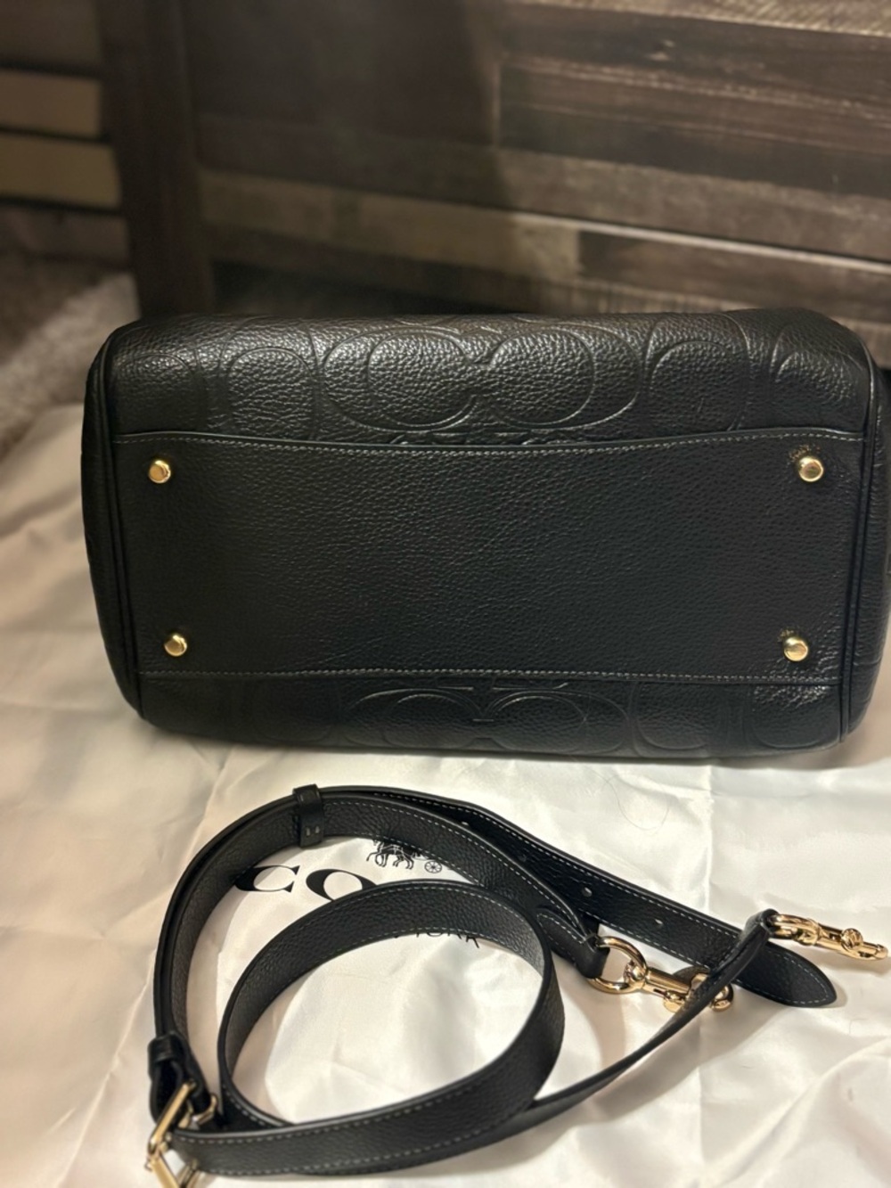 Coach Black Embossed Large Rowan with Gold Hardware - Picture 4 of 6